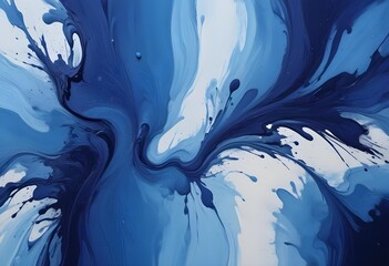 Abstract art blue paint background with liquid fluid grunge texture.