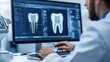 © Bantita - Dentist adjusting virtual dental implant on a computer screen, interactive software, precision and accuracy