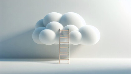 Leinwandbilder - Minimal ladder to the white cloud