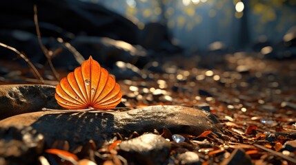 Canvas Print - autumn leaf in the forest  