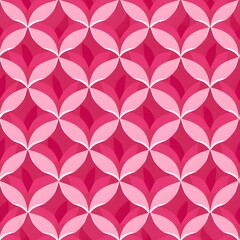 Wall Mural - Vibrant pink geometric pattern with overlapping leaf shapes.