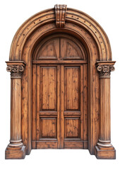 Arched Wooden Doorway Frame with Columns