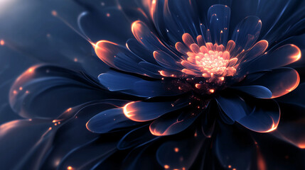 Wall Mural - A blue flower with orange petals is the main focus of the image