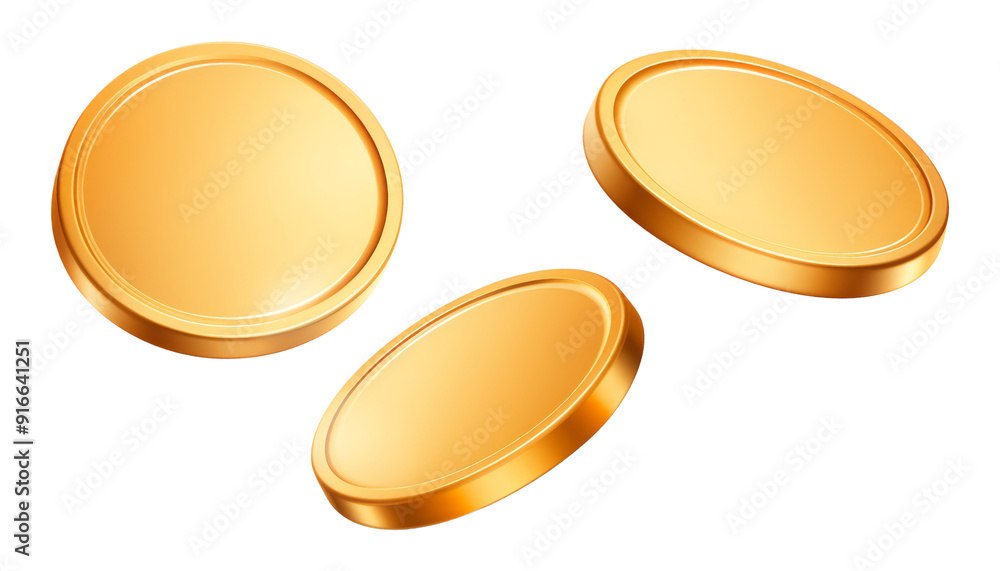 flying gold coin isolated on transparent background cutout Stock ...