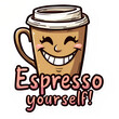 © CreativeHymms - funny coffee sticker with text on transparent background