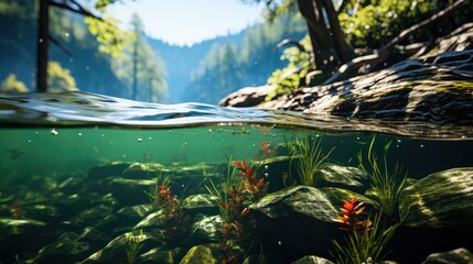 autumn leaves in the water  