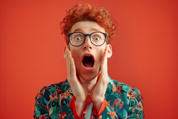 Vibrant and happy young man striking red hair and winning smile. Contemporary portrait of happy young man youthful charisma. Highlighting essence of youthful exuberance and stylish expression.