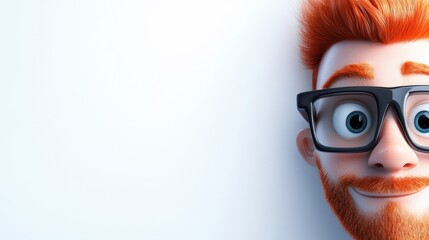 3D clip art of an analyst wearing glasses, bright and clean atmosphere, white background, vivid colors, separate layers