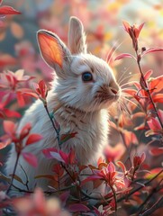 Wall Mural - Photo of a rabbit in garden