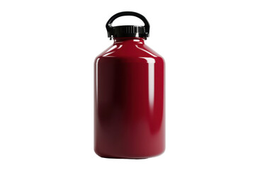 Wall Mural - Red glossy bottle with black cap isolated on transparent background. perfect for product design and branding projects.