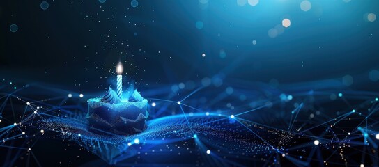 a single candle on a digital cake