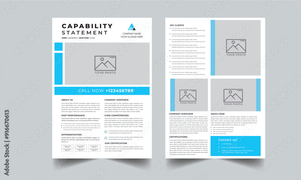 Capability Statement Template Design. Stock Vector | Adobe Stock