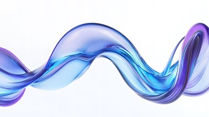 Sticker - Dynamic 3D Glass Tubes in S Shape with Blue and Purple Waves on White Background, Depicting Fluid Movement and Realistic Lighting Effects