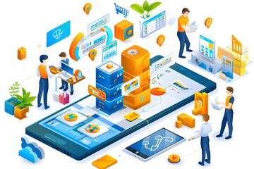 Business people working on mobile application development.