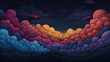 © Samon - Colorful fantasy cloudscape with a starry sky background, showing clouds in vibrant shades of blue, pink, and orange under a night sky.