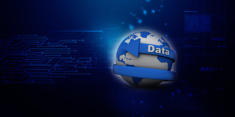 Sticker - 3d rendering Data connected globe