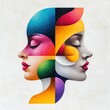 © DuangphonKPR - Abstract portrait painting with vibrant colors and geometric shapes.