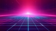 © SmartArt - A vibrant neon grid stretching into the horizon under a retro futurism sky