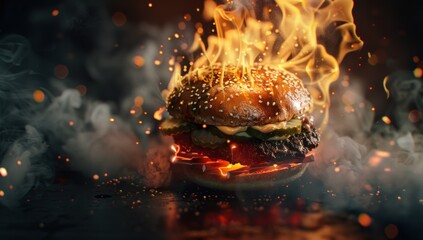 Poster - Flaming Hamburger