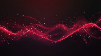 Wall Mural - Abstract Red Wave with Glowing Particles