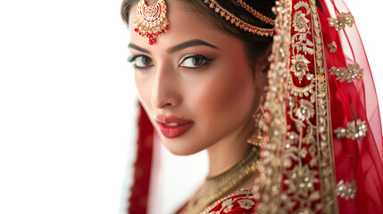 Sticker - Indian bride in full ghoonghat with red velvet and zari work