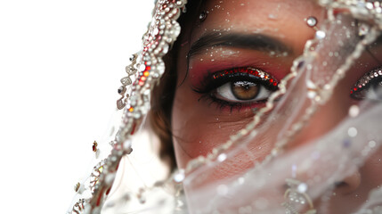 Sticker - Indian bride in half ghoonghat with traditional Rajasthani mirror work