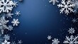 © 69 - White snowflakes on a dark blue background, with space for festive messaging or Christmas-themed content, vector illustration.