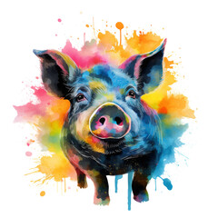 Wall Mural - pig color splash isolated on white