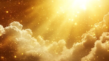 Wall Mural - golden hour horizon clear beautiful cloudy light dramatic bright calm yellow soft warm abstract sky