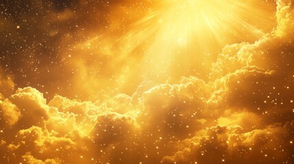 Wall Mural - golden hour horizon clear beautiful cloudy light dramatic bright calm yellow soft warm abstract sky