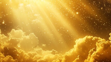 Wall Mural - golden hour horizon clear beautiful cloudy light dramatic bright calm yellow soft warm abstract sky