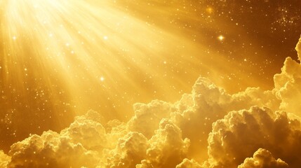 Wall Mural - golden hour horizon clear beautiful cloudy light dramatic bright calm yellow soft warm abstract sky