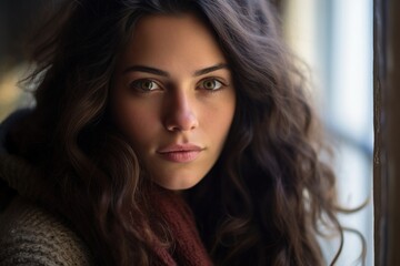 A woman with long brown hair