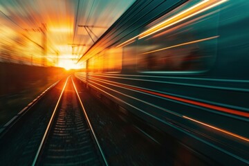 Train Ride Through Sunset