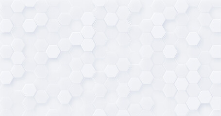 Wall Mural - light grey white hexagons dynamic background. abstract pattern. blank pure clean place. 3d geometric