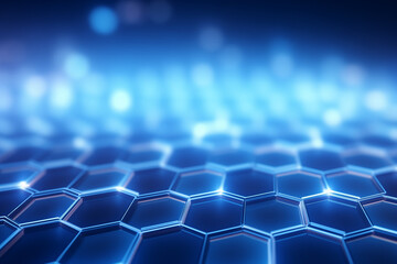 Wall Mural - Abstract blue hexagons pattern background for design.Hi-tech science and research concept innovation.