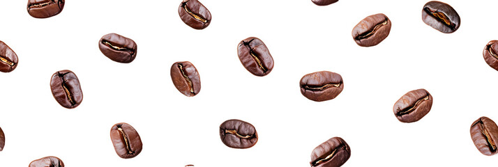 Wall Mural - pattern of coffee bean on a white background