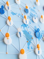 Poster - Abstract illustration of a global network of connected people, symbolizing communication, teamwork, and social connections.