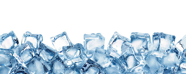 Poster - Ice cubes forming a layer of frosty chunks, cut out