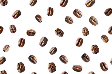 Wall Mural - pattern of coffee bean on a white background