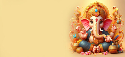 Illustration of Lord Ganpati or Ganesha for Ganesh Chaturthi festival