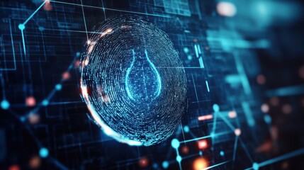 Fototapete - Futuristic digital representation of technology and data integration. High-tech graphical interface with glowing elements.