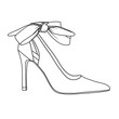 © didiwidjanarko - Women's Ankle Strap Platform Closed Toe Dress High Heels Pumps Line art, Technical sketch hand drawing outline vector doodle illustration side view isolated on white background