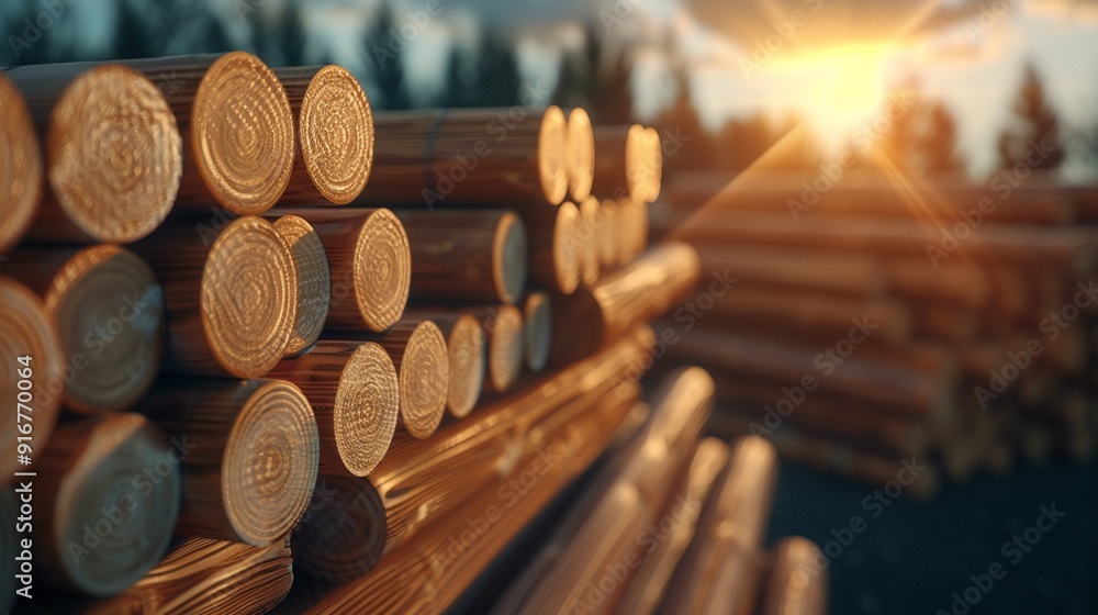 Timber stacks with evident loss and downtrend, highlighting the ...