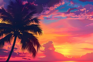 Wall Mural - sunset on the beach