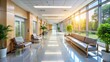 © Wanlop - A serene hospital corridor with comfortable seating, natural light, and modern equipment provides a soothing atmosphere for patients awaiting medical care and treatment.