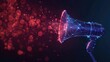 © leo_NARDO - Futuristic digital megaphone emitting glowing connections, representing modern digital marketing, communication, and technology innovation.