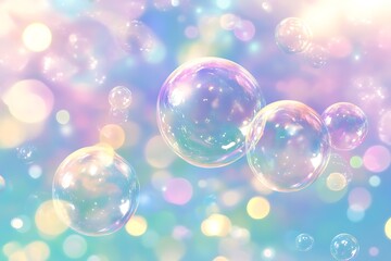 Sticker - Background illustration with floating bubbles soap 