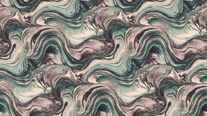 Canvas Print - abstract handdrawn fluid wavy marble seamless pattern design