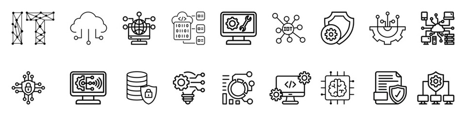 line icons about information technologies. contains such icons as cloud computing, data, programming